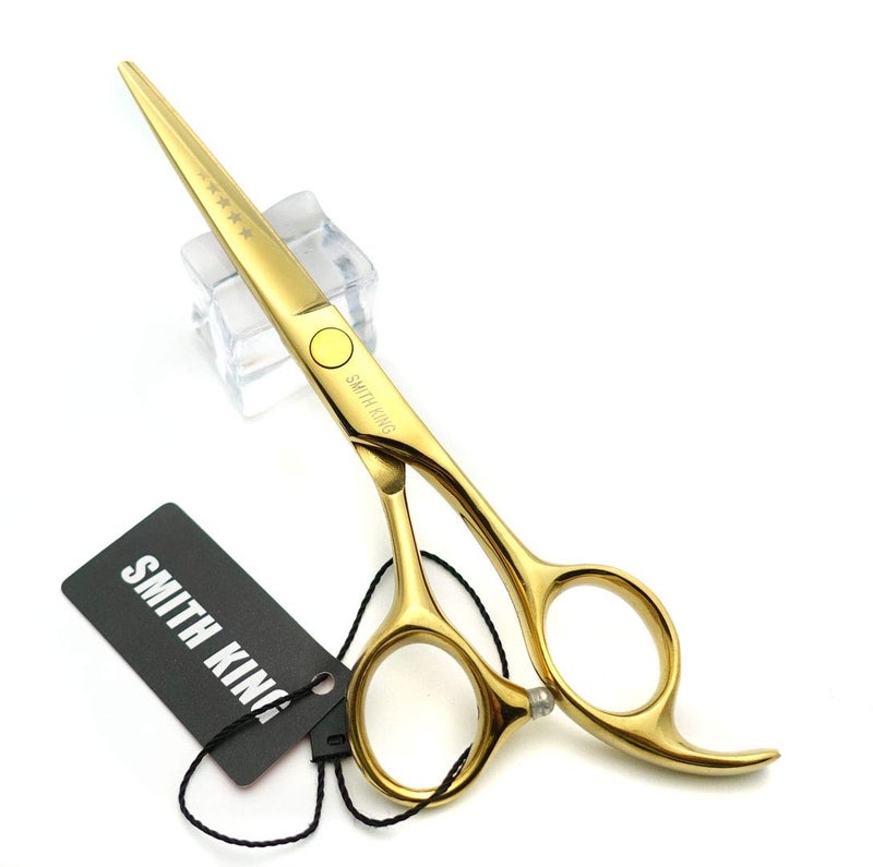 Smithking 5.5 Inches Hair Cutting Scissors Set with Razor Combs Lether Scissors Case,Hair Cutting Shears Hair Thinning Shears for Personal and Professional (Gold) - Image 5